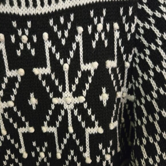 J. Jill Vintage Black Cream Embroidered Nordic Pocket Sweater Size S - Picture 4 of 6